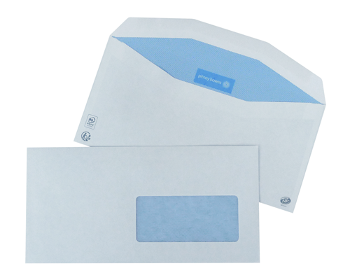 1000 enveloppes 114x229mm avec fenêtre 45x100mm fond bleu patte trapèze