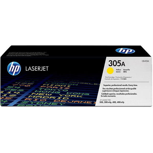 HP 305A (CE412A) Yellow Toner Cartridge (2,600 Yield)