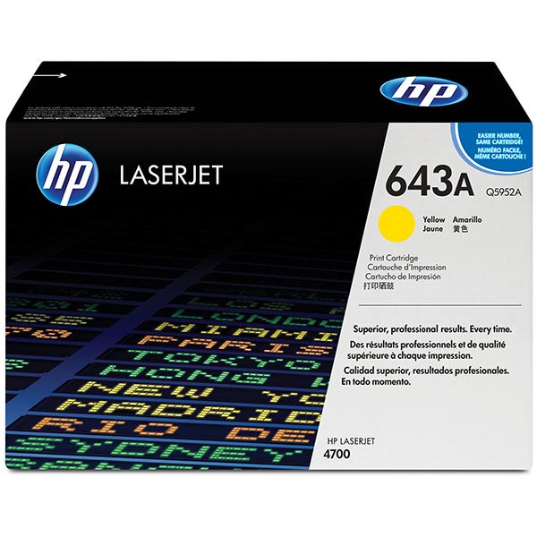 HP 643A (Q5952A) Yellow Toner Cartridge (10,000 Yield)