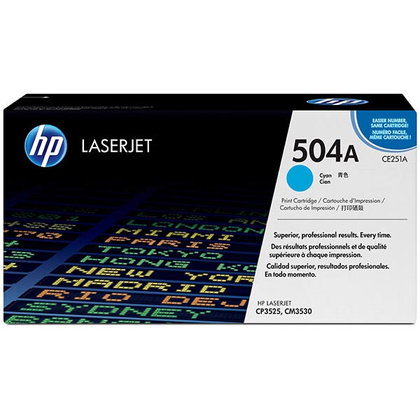 HP 504A (CE251A) Cyan Toner Cartridge (7,000 Yield)