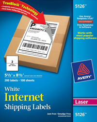 Avery 5126 Internet Shipping Labels for Laser Printers - 5.5 x 8.5