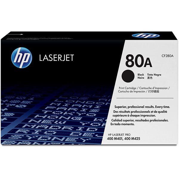 HP 80A (CF280A) Black Toner Cartridge (2,560 Yield)