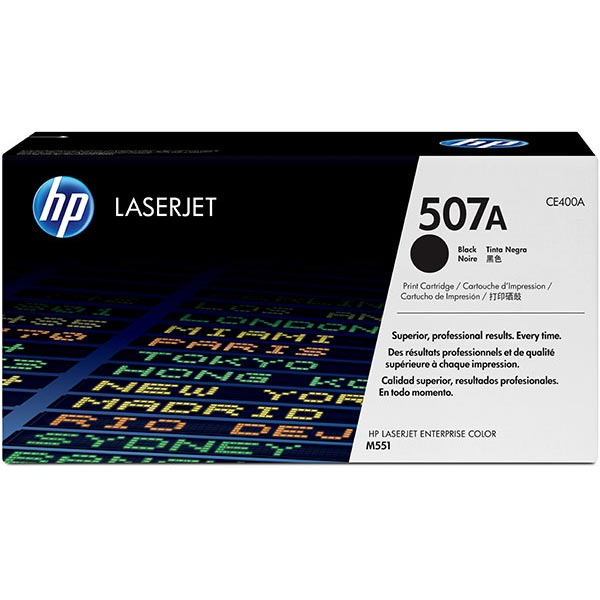 HP 507A (CE400A) Black Toner Cartridge (5,500 Yield)