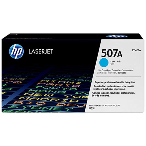 HP 507A (CE401A) Cyan Toner Cartridge (6,000 Yield)