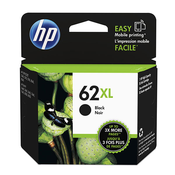 HP 62XL (C2P05AN) High Yield Black Ink Cartridge (600 Yield)