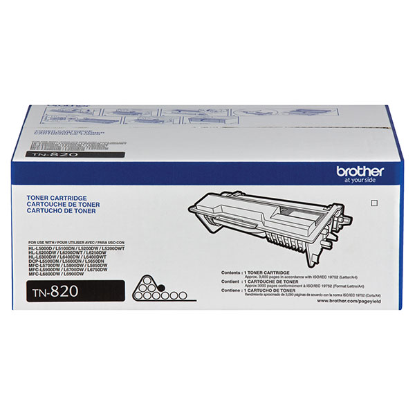 Brother TN820 Black Toner Cartridge (3,000 Yield)