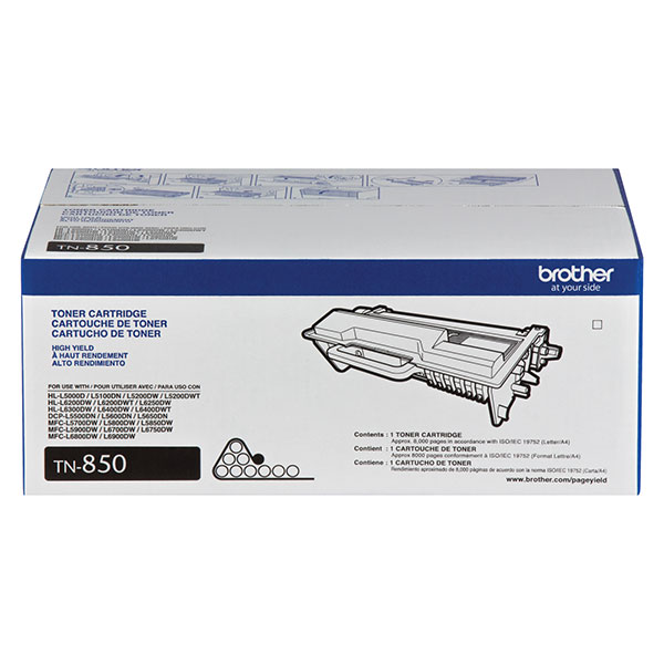 Brother (TN850) TN850 High Yield Black Toner Cartridge (8,000 Yield)