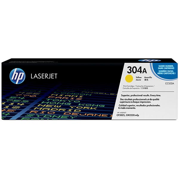 HP 304A (CC532A) Yellow Toner Cartridge (2,800 Yield)