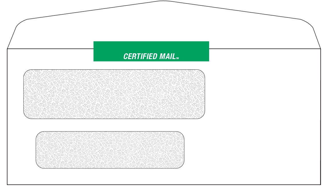 Pitney Bowes® Envelopes #10 Gummed White Certified Double Window 24lb Security Tint