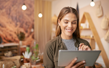 woman looking at a mobile device