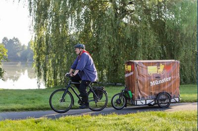 A person riding cycle