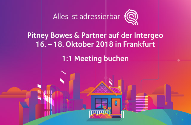 Pitney Bowes & Partner auf der Intergeo Alles ist adressierbar 16-18 Oktober 2018 in Frankfurt Pitney Bowes & Partner auf der Intergeo Alles ist adressierbar 16-18 Oktober 2018 in Frankfurt