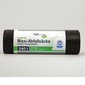 TRILine® Maxi-Abfallsäcke 240L grün/schwarz - 10 Rollen - 10 Stk. / Rolle