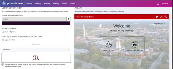 Smart Locker Branding and Customisation 360 platform | Pitney Bowes