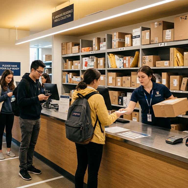 Queue of customers waiting at a staffed retail click and collect counter that lockers help eliminate