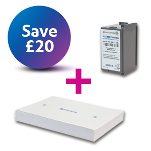 1 x Franking Ink Cartridge - Blue - DM100i, DM200i Series + Self Adhesive Franking Labels Double Sheets (1000 Labels)