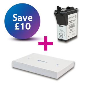 1 x Franking Ink Cartridge - Blue - DM50 (K700) Series & DM60 Series + Self Adhesive Franking Labels Double Sheets (250 Labels)