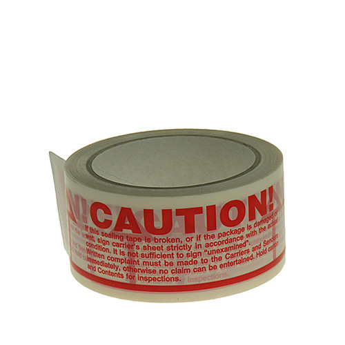 White & Red Caution Packing Tape - 48mmx66m - pk36