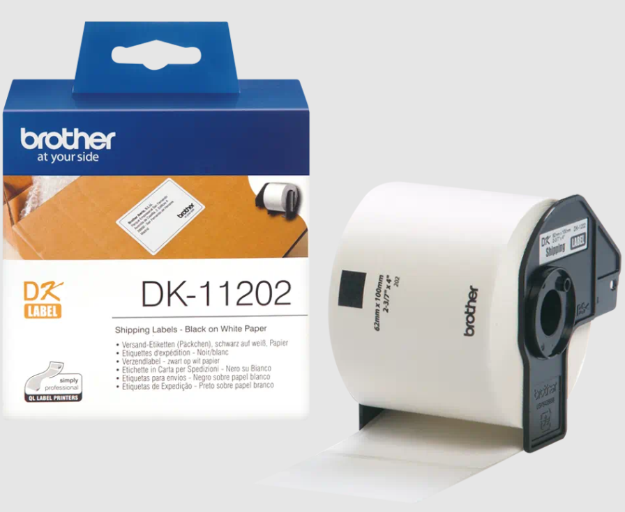 Brother DK-11202 Label Roll – Black on White, 62mm x 100mm