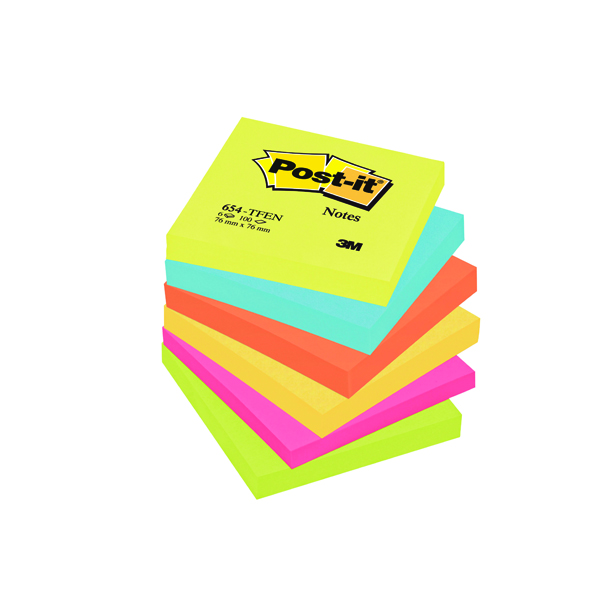 Post-it Notes 76 x 76mm Energy Colours (Pack of 6) 654TF