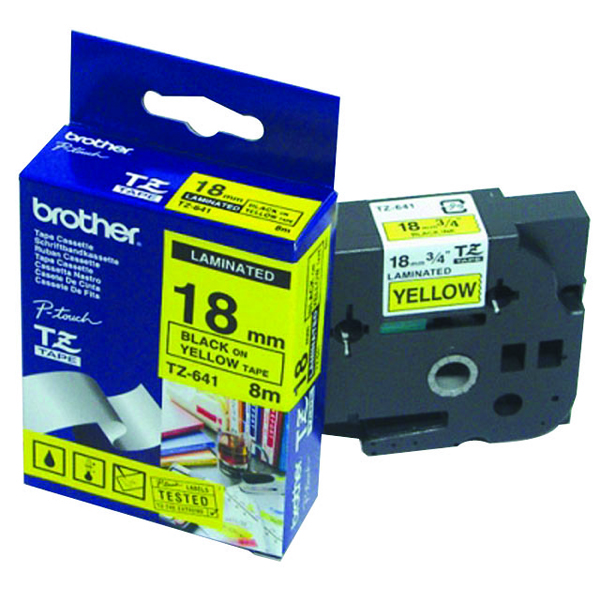 Brother P-Touch 18mm Black on Yellow TZE641 Labelling Tape