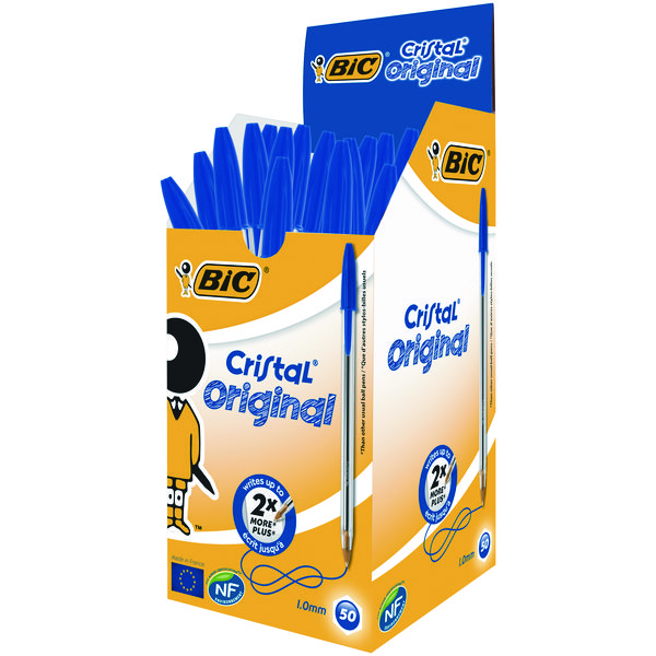 Bic Cristal Ballpoint Pen Medium Blue (Pack of 50) 837360