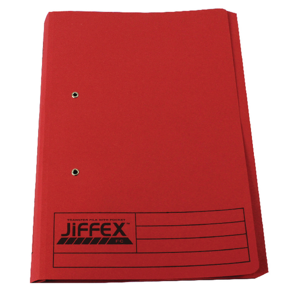 Rexel Jiffex Pocket Transfer File Foolscap Red (Pack of 25) 43318EAST