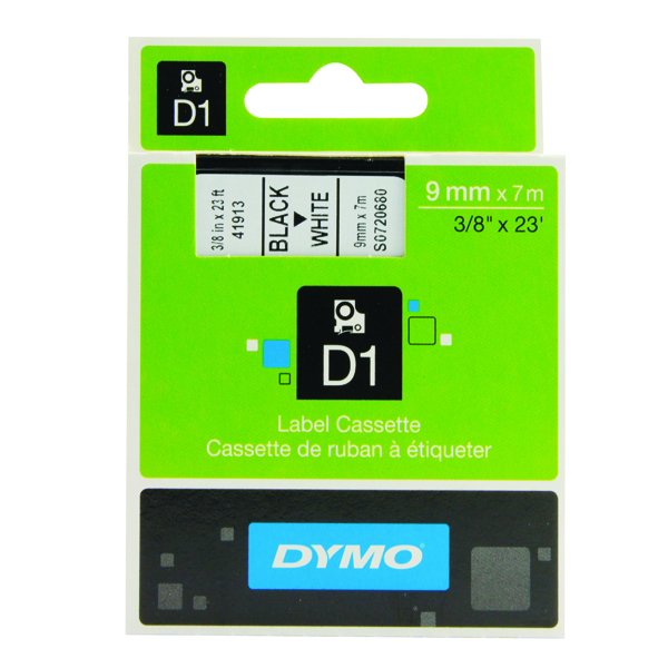 Dymo Black on White 1000/5000 D1 Standard Tape 9mmx7m S0720680