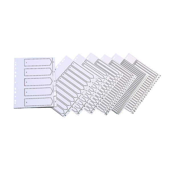 Q-Connect 20-Part A-Z Index Multi-punched Polypropylene White A4 KF01351