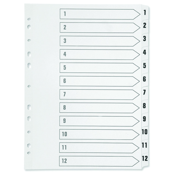 Q-Connect 1-12 Index Multi-punched Polypropylene White A4 KF01354