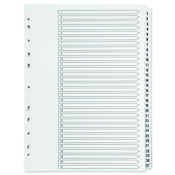 Q-Connect 1-31 Index Multi-punched Polypropylene White A4 KF01357