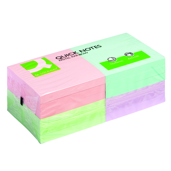 Q-Connect Quick Notes 76 x 76mm Pastel (Pack of 12) KF10509