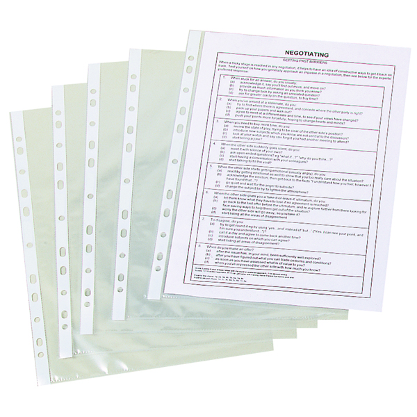 Q-Connect Punched Pockets Polypropylene 50 Micron A4 Clear (Pack of 100) KF24001