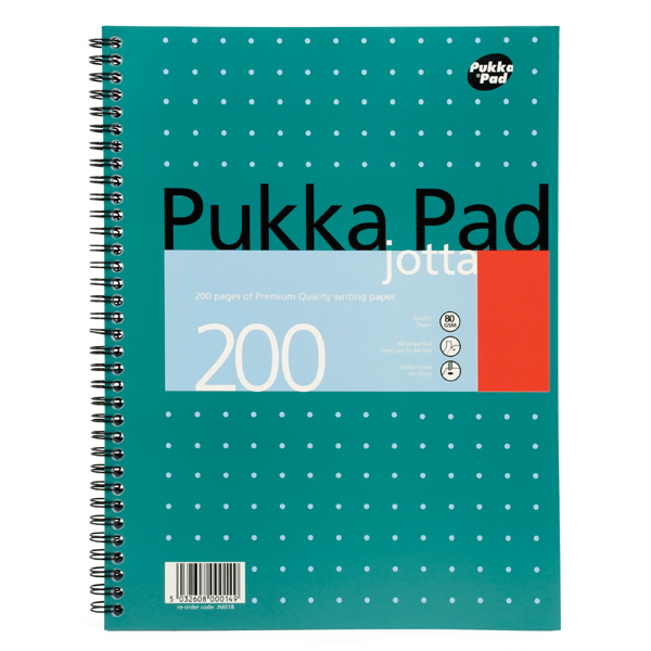 Pukka Pad Ruled Wirebound Metallic Jotta Notebook 200 Pages A4 (Pack of 3) JM018