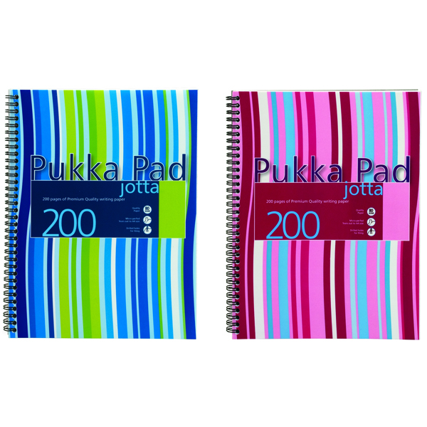 Pukka Pad Stripes Polypropylene Wirebound Jotta Notebook 200 Pages A4 Blue/Pink (Pack of 3) JP018