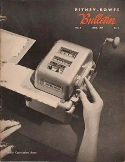 1949 - The first desk model postage meter brings metered mail to small businesses