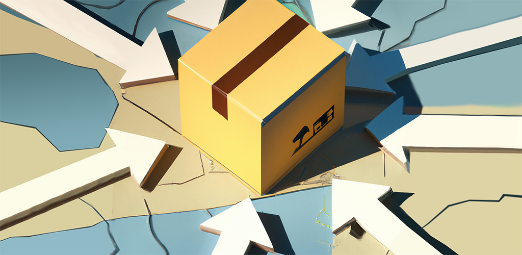 arrows pointing at a box