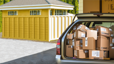 A car trunk full of boxes to return