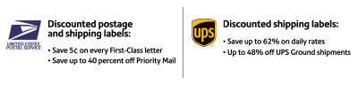 USPS and UPS discounted postage and packing labels