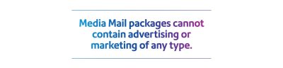 media mail packages cannot contain advertising or marketing of any type.
