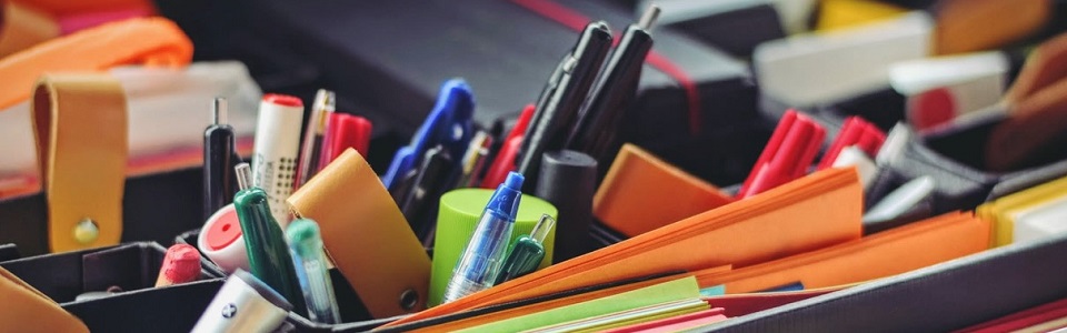 Pens folders and other office supplies