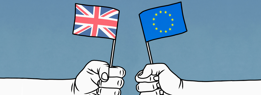 hands holding union jack and european union royalty