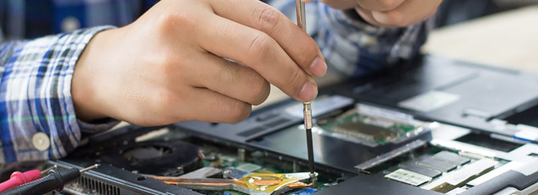 A person working on electronic device