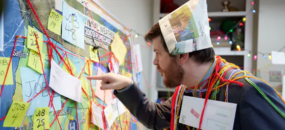 Chance connecting networks with string and paper