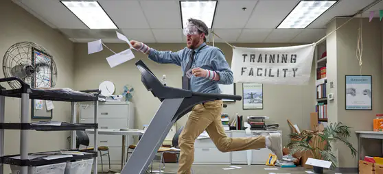 Chance running on a treadmill