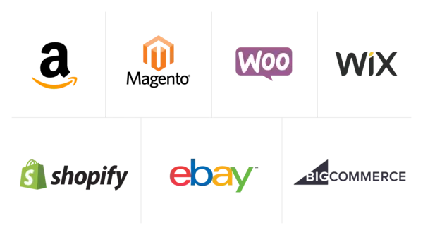 Marketplace logos -- amazon, ebay, magento, shopify, wix, woo commerce, big commerce