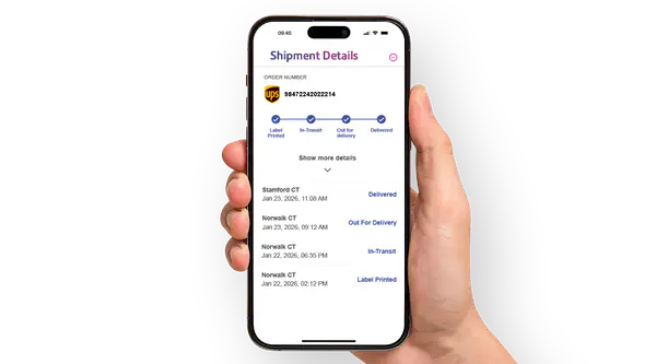 UI for PitneyShip tracking on mobile