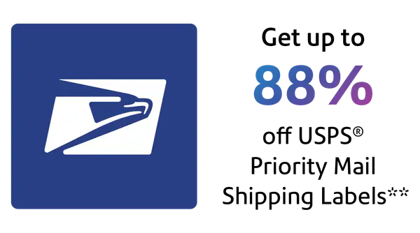 Get up to 88% off USPS Priority shipping labels