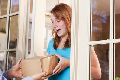 Woman receiving a package
