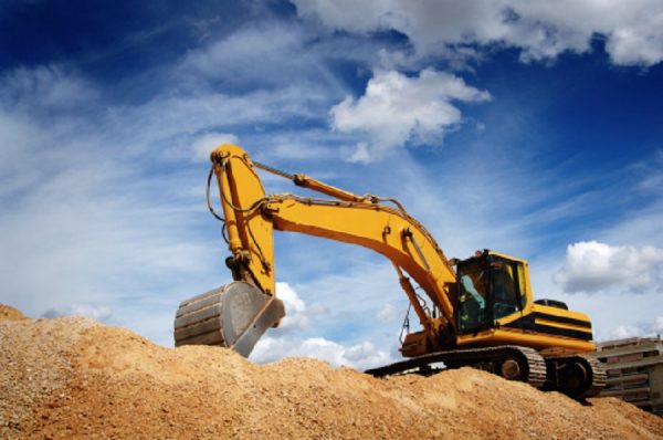 excavator on construction site